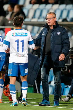 Norrköpings Christopher Telo och tränare Jan Andersson