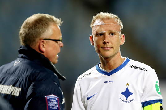 Norrköpings Andreas Johansson och tränare Jan Andersson