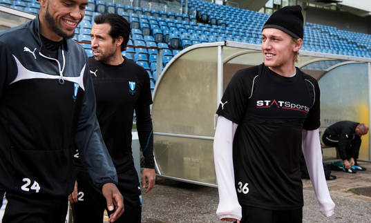 Malmö FFs Isaac Kiese Thelin, Matias Concha och Emil