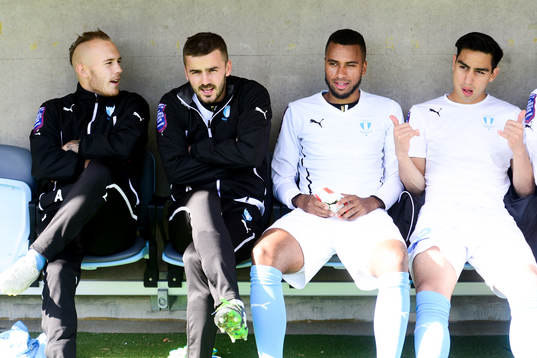 Malmö FFs Magnus Eriksson, målvakt Zlatan Azinovic, Isaac