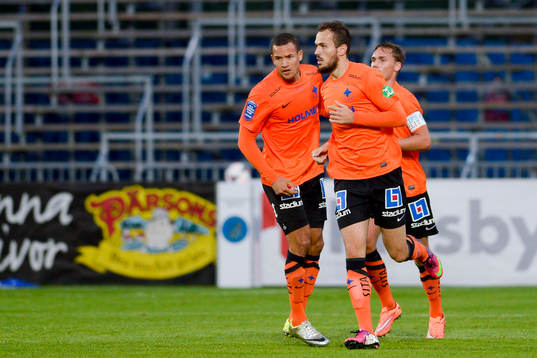 Norrköpings Emir Kujovic (m) jublar