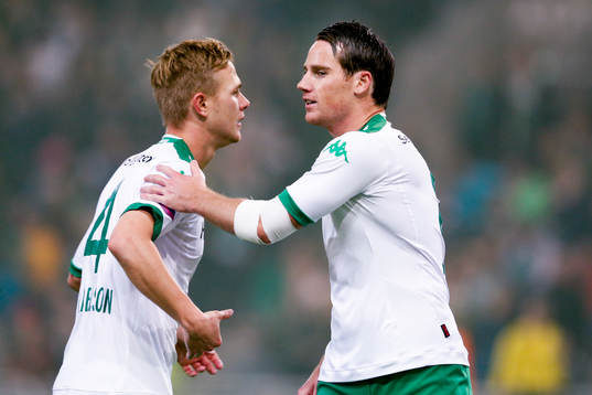 Hammarbys två målsyttar Erik Israelsson och Johan Persson