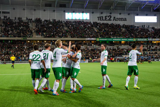 Hammarbys spelare jublar