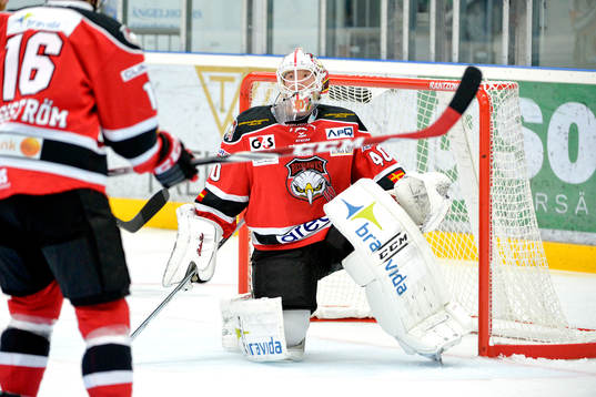 Malmö Redhawks målvakt Pontus Sjögren deppar