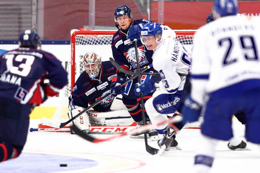 Linköping målvakt Marcus Högberg och Magnus Johansson