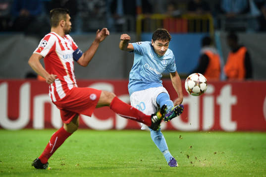 Malmö FFs Ricardo Ferreira Da Silva och Olympiacos Giannis