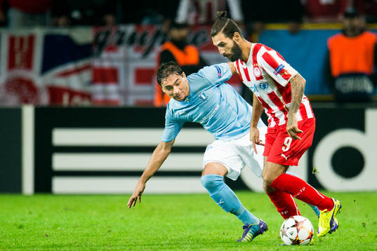 Malmö FFs Ricardo Ferreira Da Silva och Olympiacos Jimmy