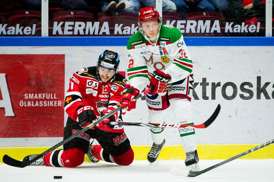 Malmö Redhawks Nicklas Jadeland och Moras Lukas Bengtsson