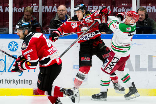 Malmö Redhawks Jeremias Augustin och Moras Johan Johnsson