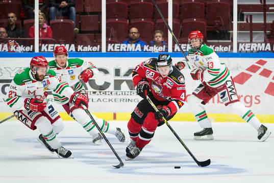 Malmö Redhawks Patrik Blomberg och Moras Brett Palin och