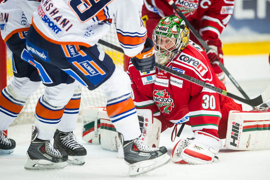 Modos målvakt Linus Ullmark förlorade målvaktsklubban