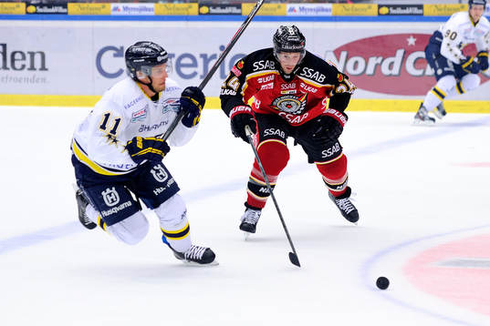 s Calle Ridderwall i kamp om pucken med Luleås Cam Abbott