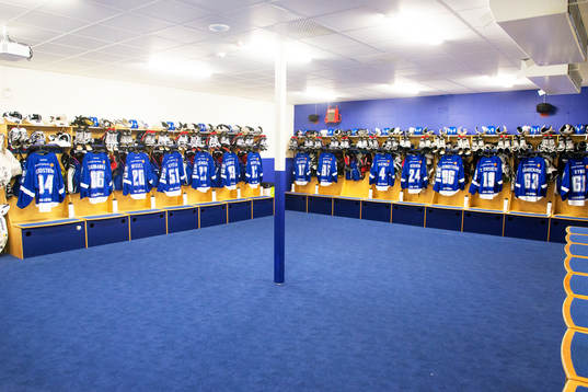 Leksands omklädningsrum före ishockeymatchen i SHL mellan