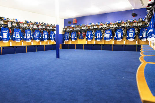 Leksands omklädningsrum före ishockeymatchen i SHL mellan
