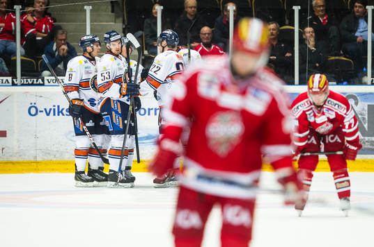 Växjös Jani Lajunen satte 0-3 målet för Växjös Modos