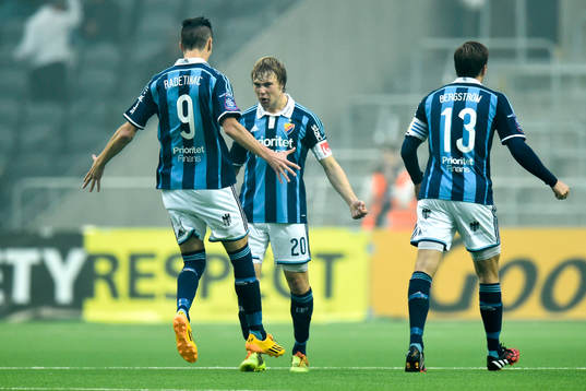 Djurgårdens Simon Tibbling jublar