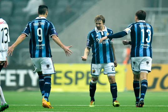 Djurgårdens Simon Tibbling jublar