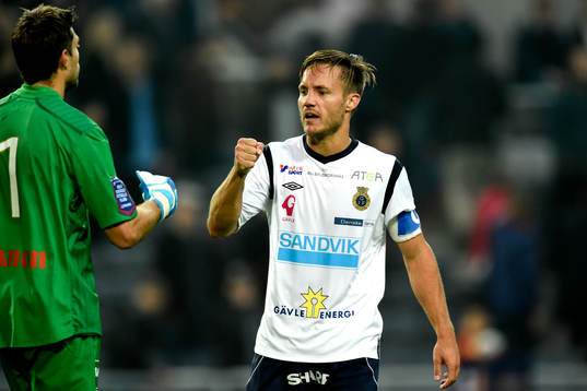 Gefles målvakt Emil Hedvall och Gefles Anders Wikström