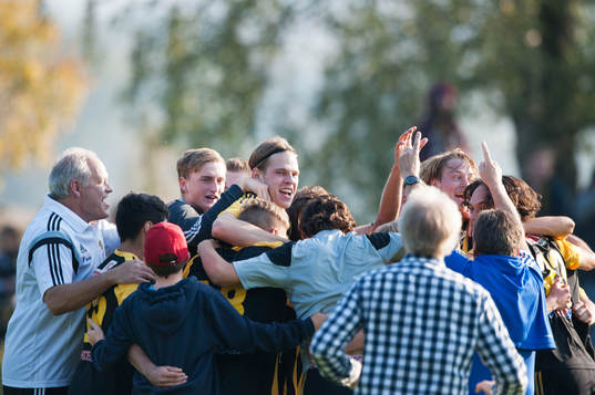 Slutsignal och IFK Hässleholm jublar i matchen i division