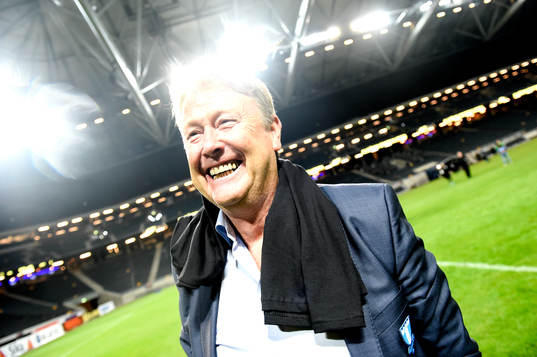 Malmö FFs tränare Åge Hareide jublar