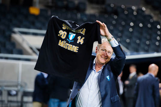 Malmö FFs tränare Åge Hareide jublar