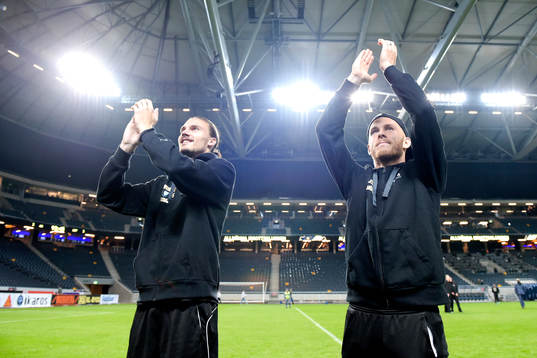Malmö FFs Erik Johansson och Magnus Eriksson  jublar