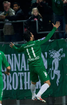 Hammarbys Pablo Pinones Arce har gjort 2-1 i matchen i