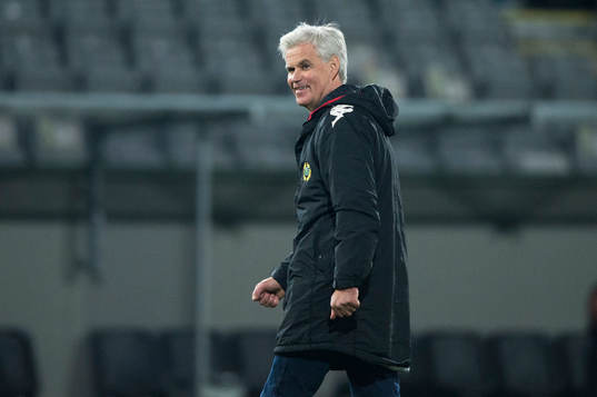 Hammarbys tränare Nanne Bergstrand i matchen i superettan