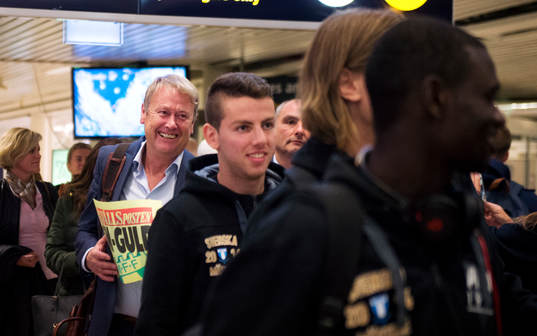 Malmö FFs tränare Åge Hareide när Malmö FF landar på