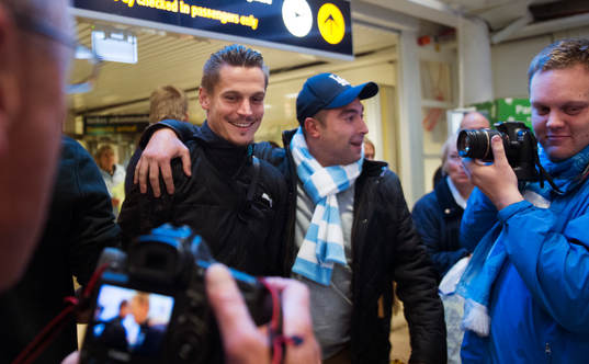 Malmö FFs Markus Rosenberg när Malmö FF landar på