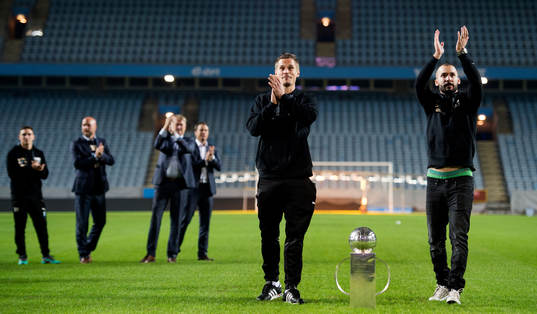 Malmö FFs Markus Rosenberg och Guillermo Molins med