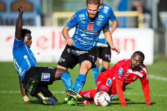 Halmstads King Osei Gyan och Jesper Westerberg