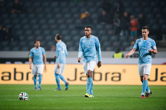 Malmö FFs Isaac Kiese Thelin och Markus Rosenberg deppar