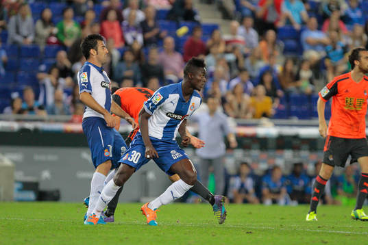 Bailly en el partido de la Liga BBVA entre el RCD Espanyol
