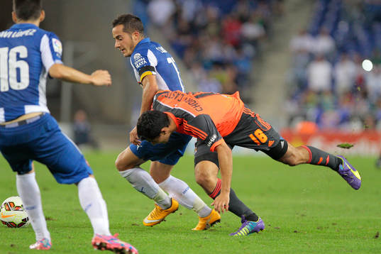 Castro en el partido de la Liga BBVA entre el RCD Espanyol