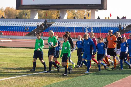under en fotbollsmatch i Women's Champions League mellan