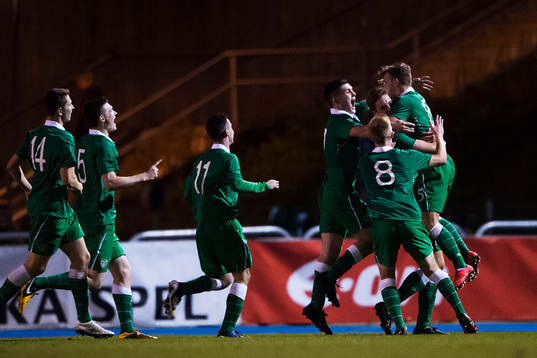 Irlands spelare jublar
