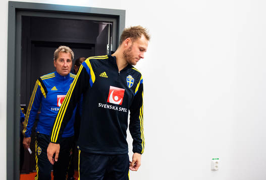 Sveriges förbundskapten Erik Hamrén och Andreas Granqvist