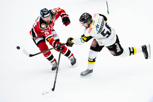 Malmö Redhawks Jens Olsson och Västerås Jonas Emmerdahl