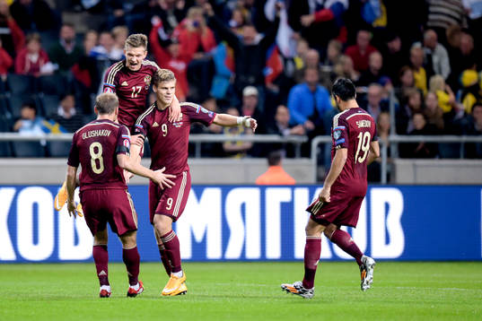 Rysslands Aleksandr Kokorin jublar