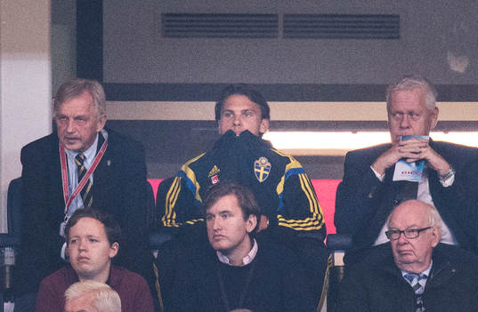 Sveriges Albin Ekdal (mitten) sitter på VIP-läktaren