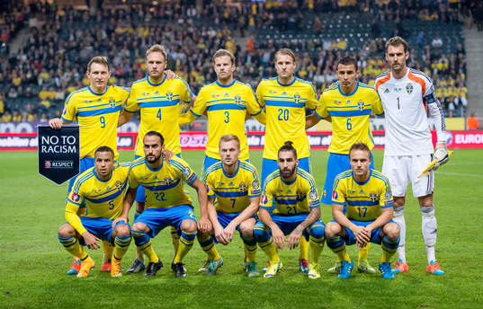 Sveriges Kim Källström, Andreas Granqvist, Mikael