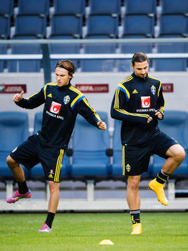 Sveriges Albin Ekdal och Zlatan Ibrahimovic