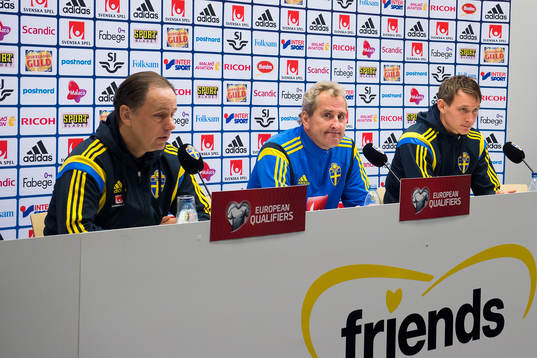 Sveriges förbundskapten Erik Hamrén och Kim Källström