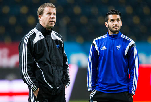 Liechtensteins förbundskapten René Pauritsch och Michele