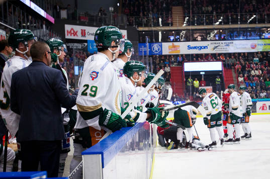 Färjestads tränare Tommy Samuelsson och Luciano Aquino