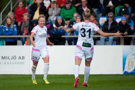 Rosengårds Nathalie Persson och Anja Mittag jublar