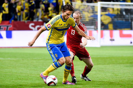 Sveriges Albin Ekdal och Liechtensteins Martin Büchel
