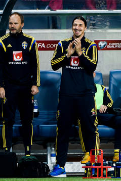 Sveriges Zlatan Ibrahimovic jublar