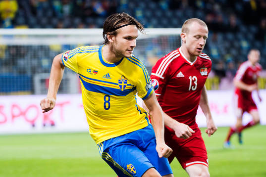 Sveriges Albin Ekdal och Liechtensteins Martin Büchel